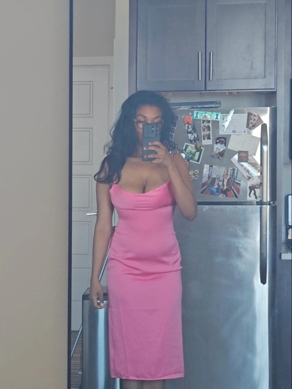 WeWoreWhat Pink Scoop-Neck Bodycon Midi Dress